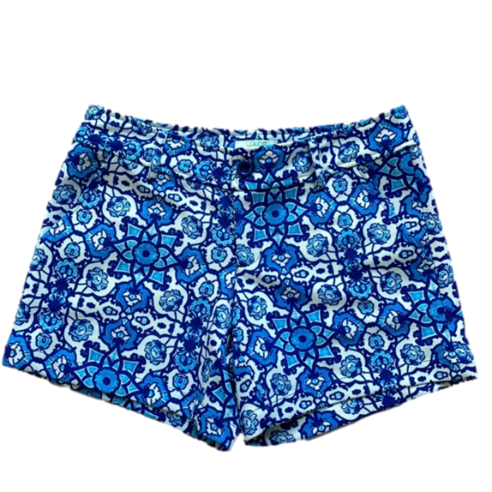 JADE Blue White Tile Print Shorts Size 2
